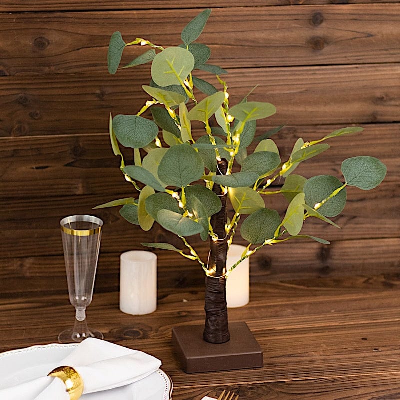 17 in Brown and Green LED Tree Lighted Artificial Eucalyptus Plant ...