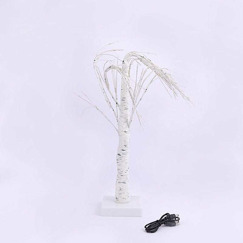 White 2 feet Battery Operated LED Lighted Artificial Birch Tree