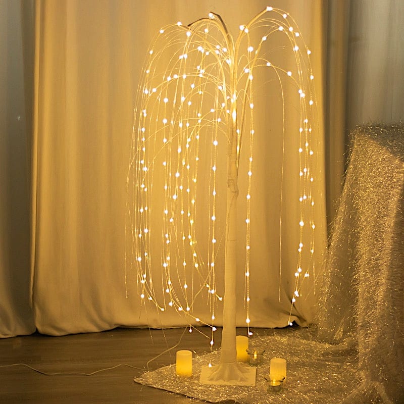 White 4 feet LED Lighted Artificial Weeping Willow Tree