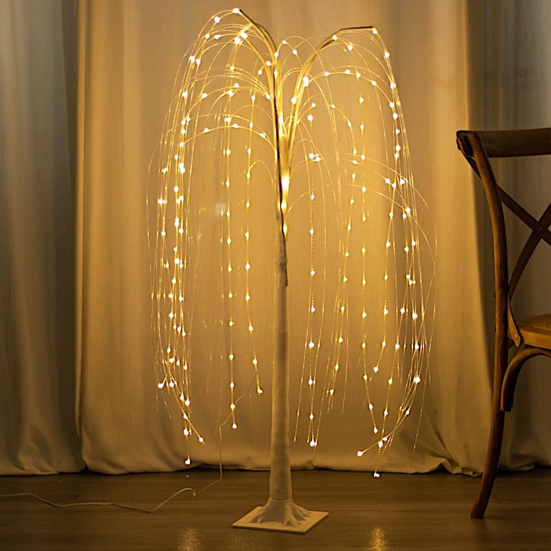 White 4 feet LED Lighted Artificial Weeping Willow Tree