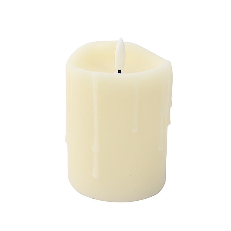 5 LED Ivory Warm White Pillar Candles Dripping Wax Design Battery Operated Lights