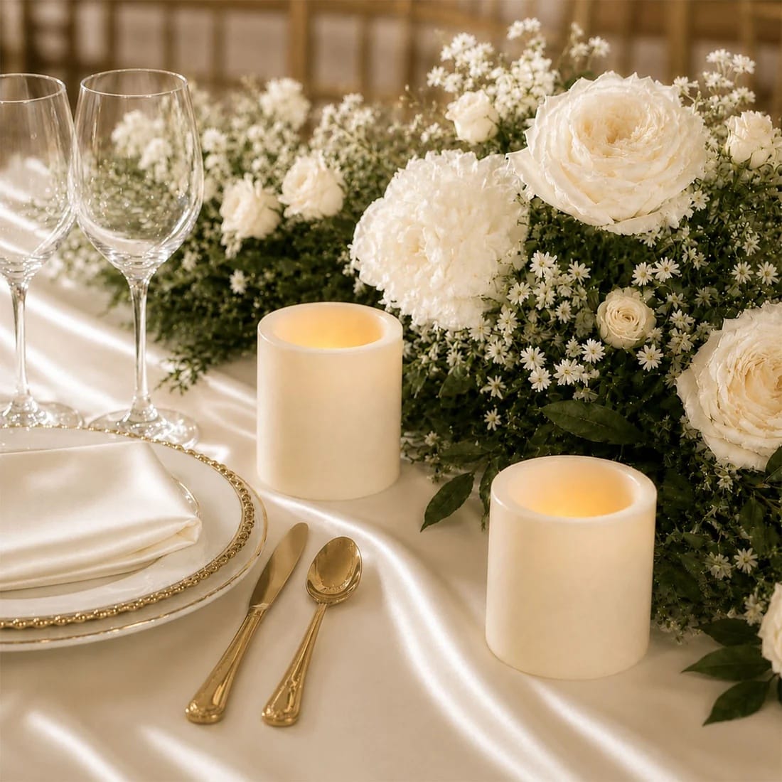 6 Flameless 3x3 in LED Pillar Candles Lights Real Wax with Flat Top