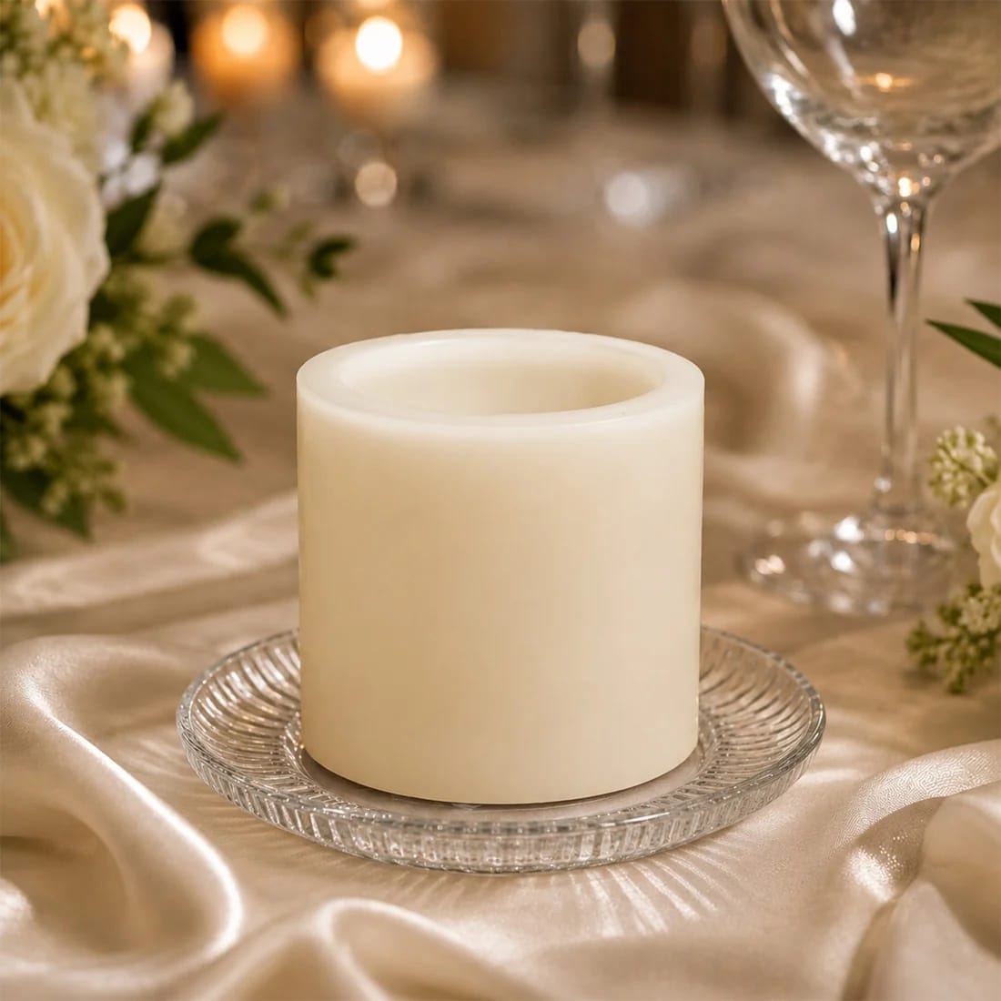6 Flameless 3x3 in LED Pillar Candles Lights Real Wax with Flat Top