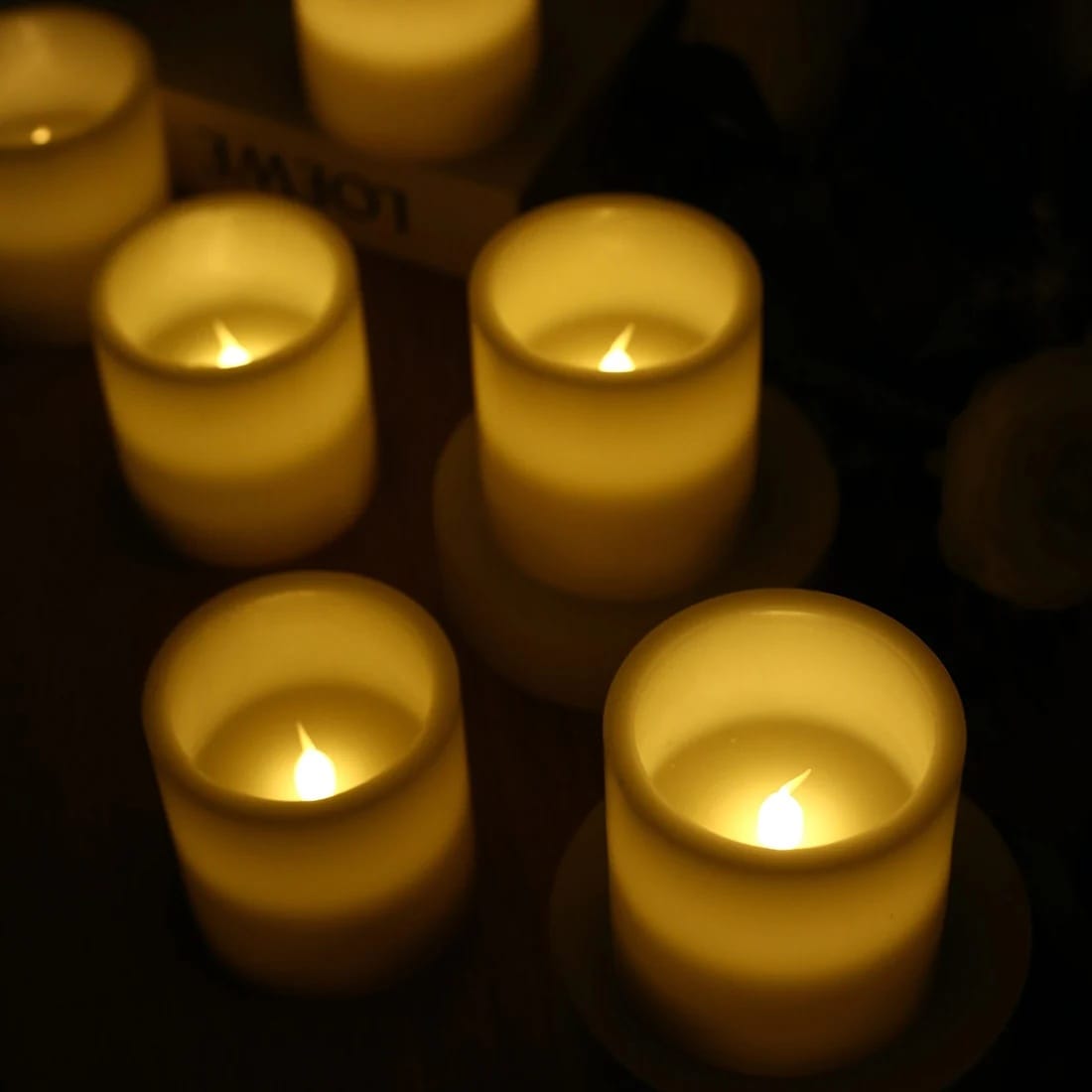 6 Flameless 3x3 in LED Pillar Candles Lights Real Wax with Flat Top