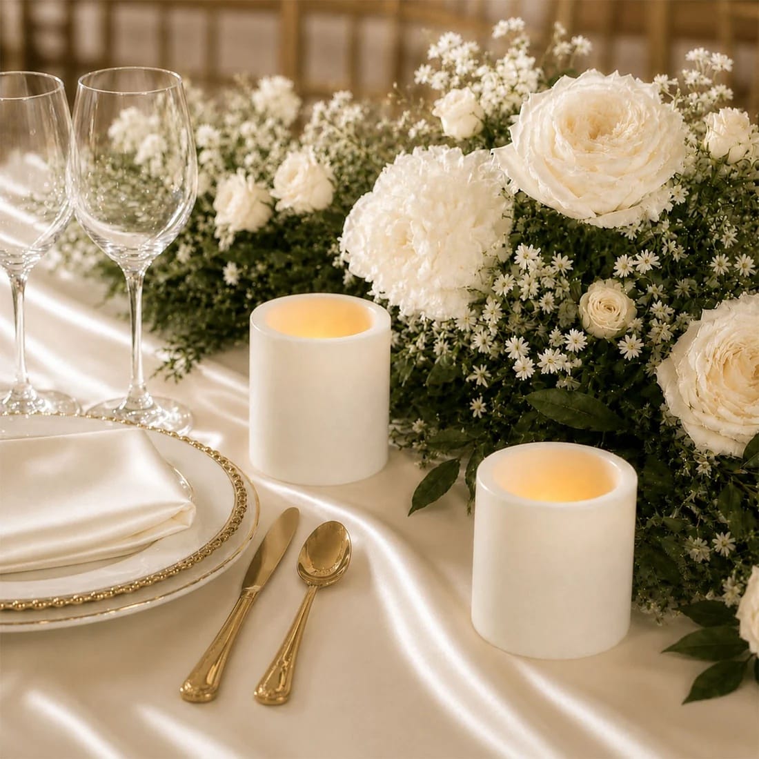 6 Flameless 3x3 in LED Pillar Candles Lights Real Wax with Flat Top