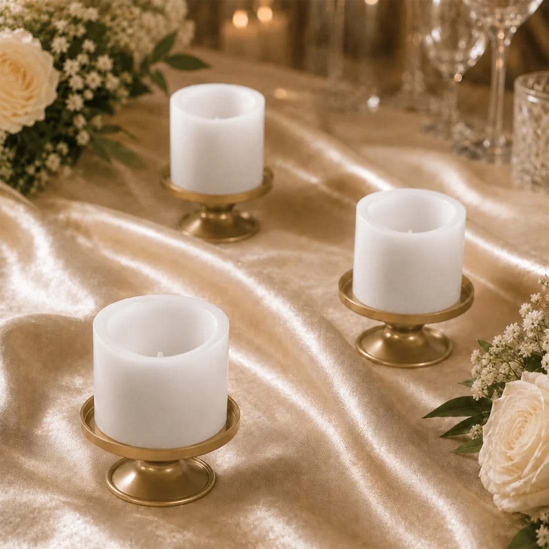 6 Flameless 3x3 in LED Pillar Candles Lights Real Wax with Flat Top