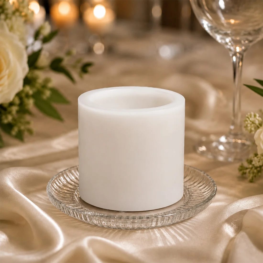 6 Flameless 3x3 in LED Pillar Candles Lights Real Wax with Flat Top