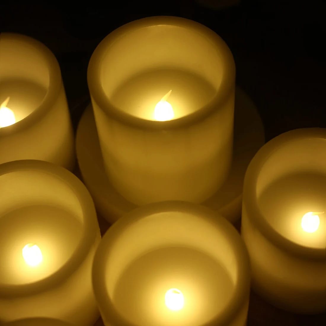 6 Flameless 3x3 in LED Pillar Candles Lights Real Wax with Flat Top