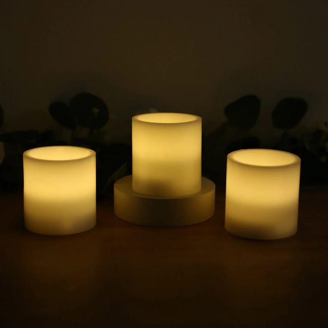 6 Flameless 3x3 in LED Pillar Candles Lights Real Wax with Flat Top