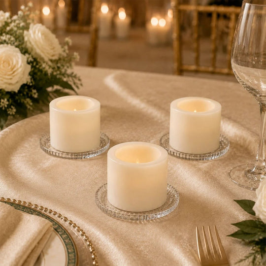 6 Flameless 3x3 in LED Pillar Candles Lights Real Wax with Flat Top