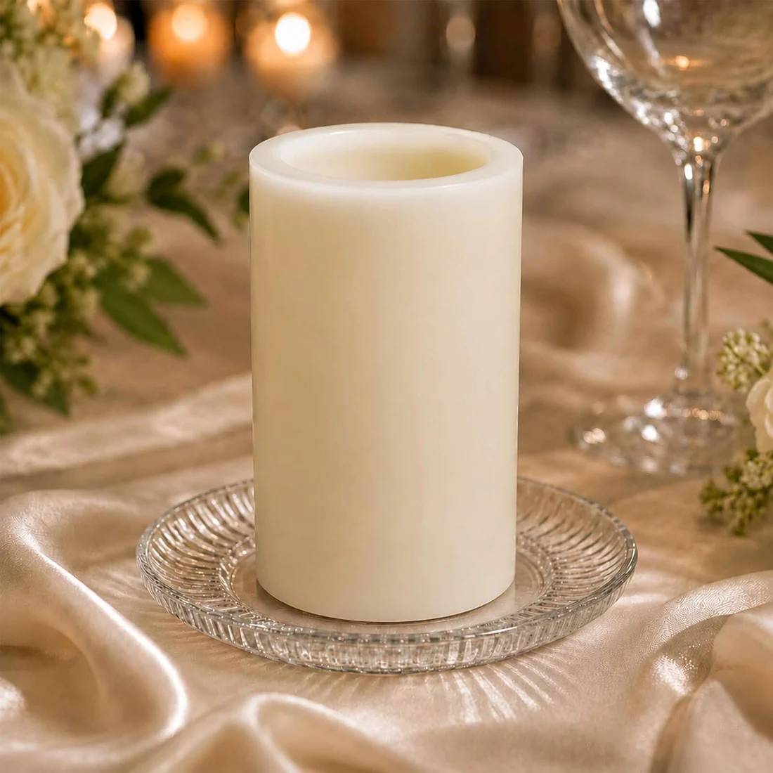 6 Flameless 3x6 in LED Pillar Candles Lights Real Wax with Flat Top