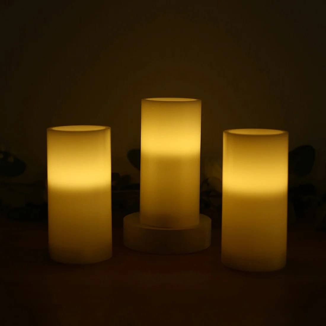 6 Flameless 3x6 in LED Pillar Candles Lights Real Wax with Flat Top