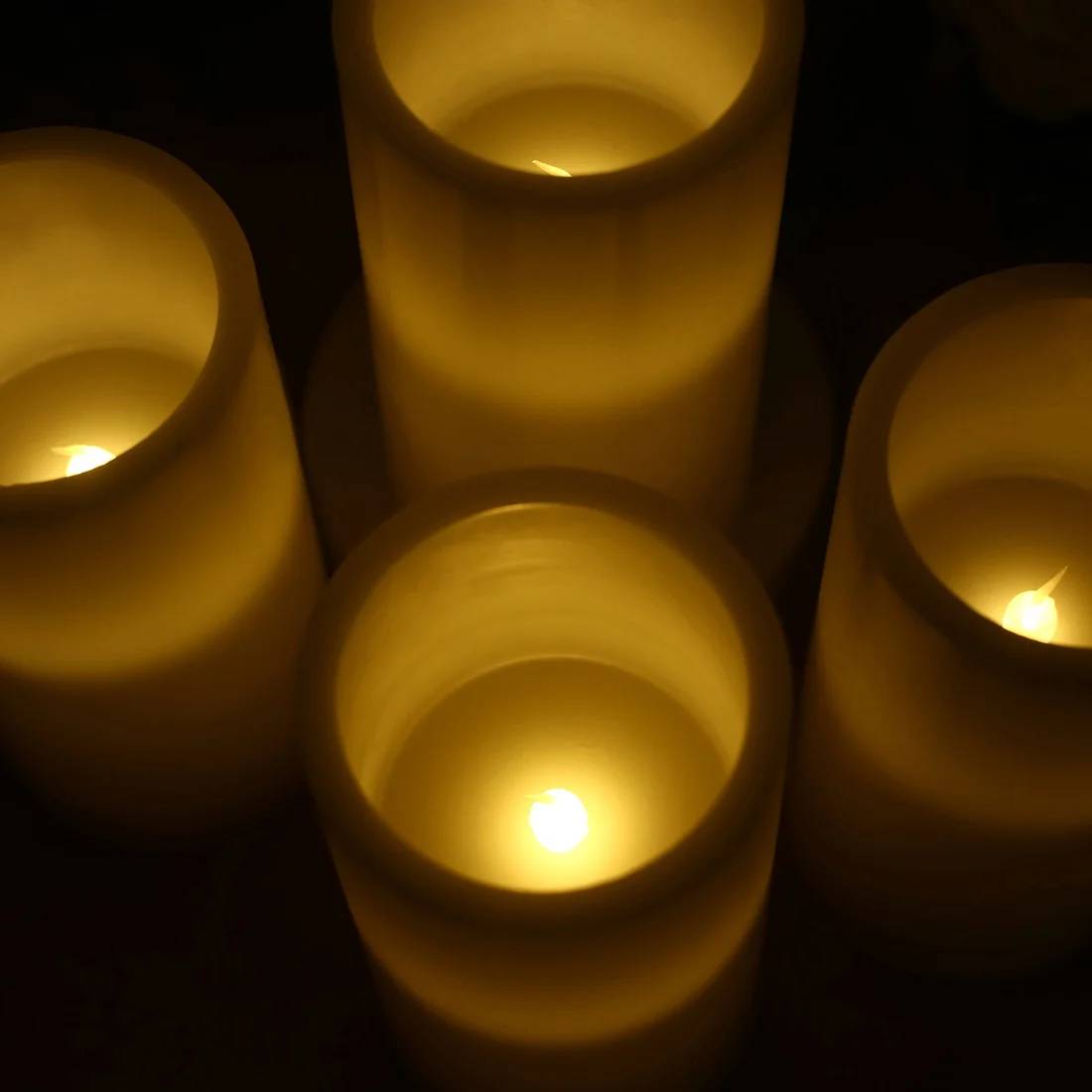 6 Flameless 3x6 in LED Pillar Candles Lights Real Wax with Flat Top