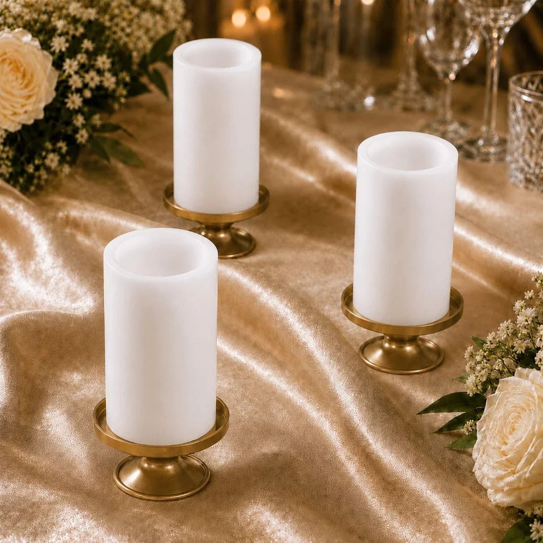 6 Flameless 3x6 in LED Pillar Candles Lights Real Wax with Flat Top