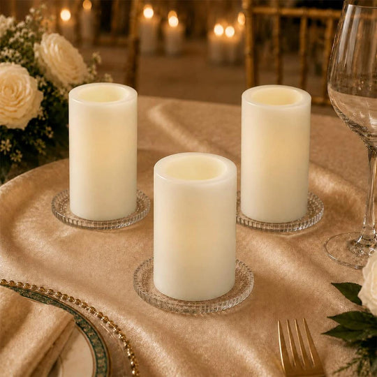6 Flameless 3x6 in LED Pillar Candles Lights Real Wax with Flat Top