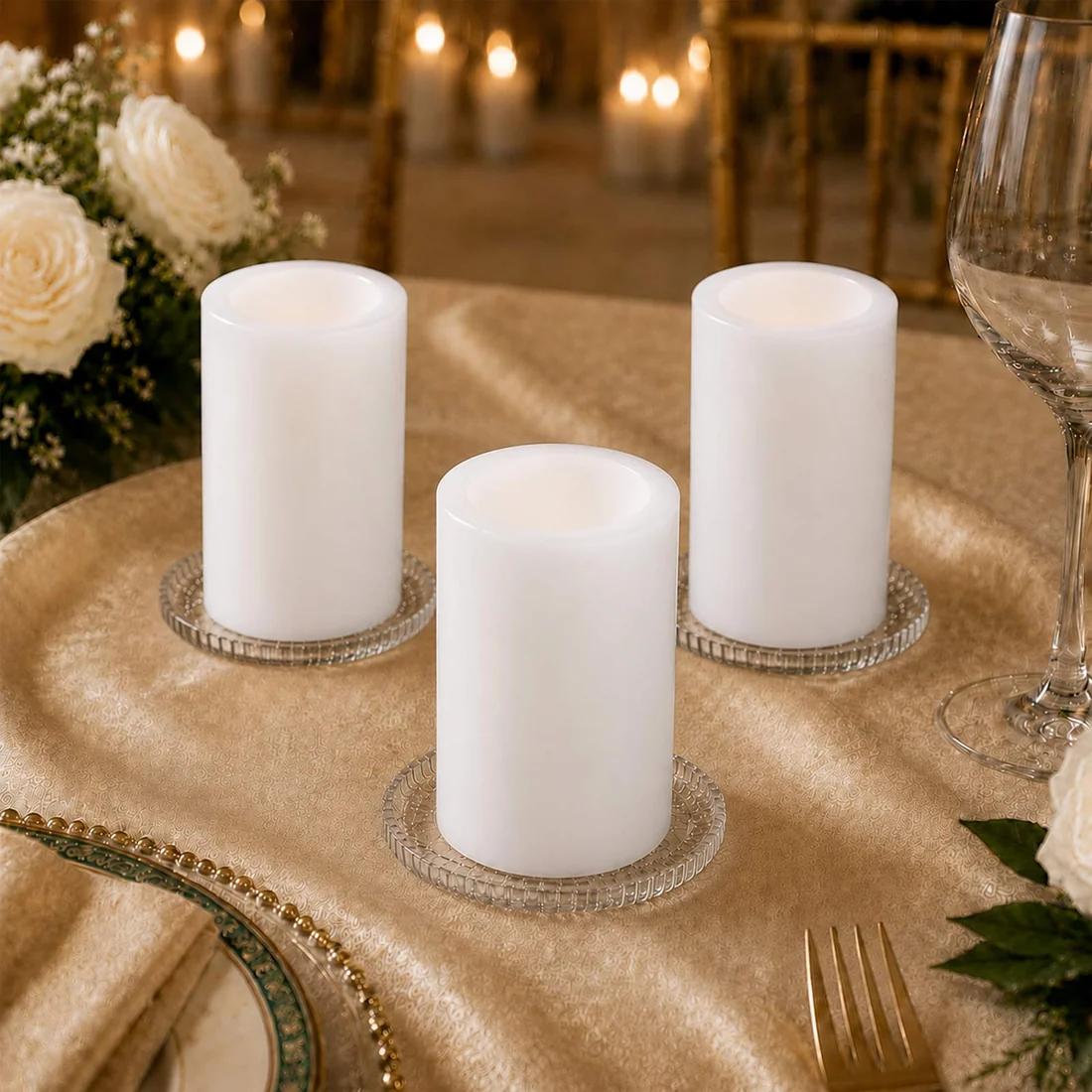 6 Flameless 3x6 in LED Pillar Candles Lights Real Wax with Flat Top