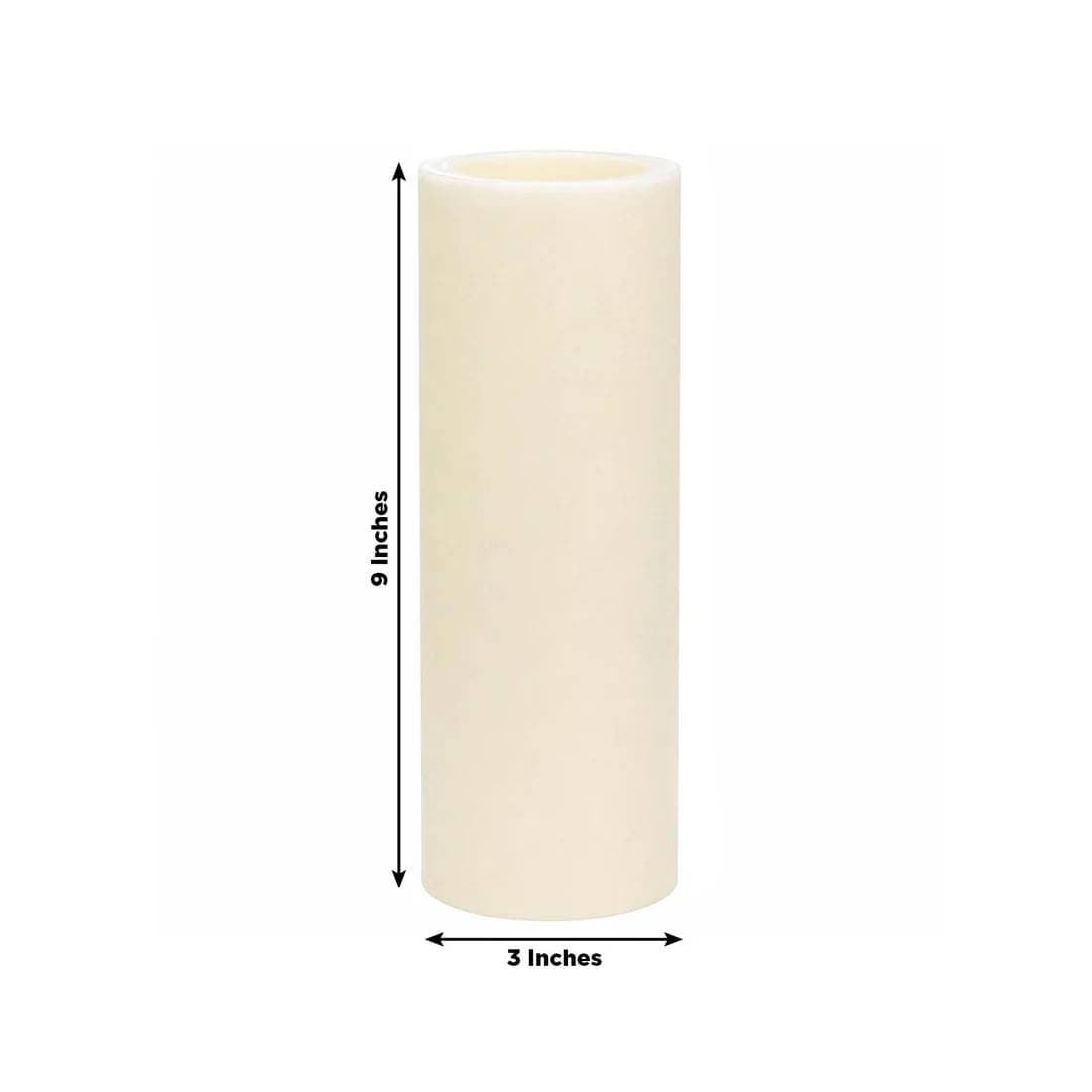 6 Flameless 3x9 in LED Pillar Candles Lights Real Wax with Flat Top