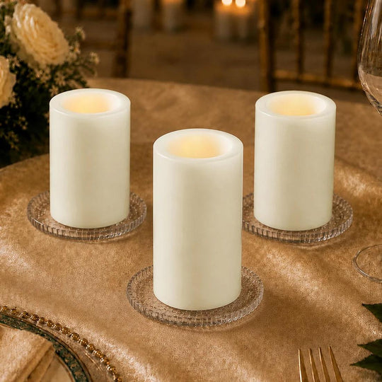 6 Flameless 3x9 in LED Pillar Candles Lights Real Wax with Flat Top