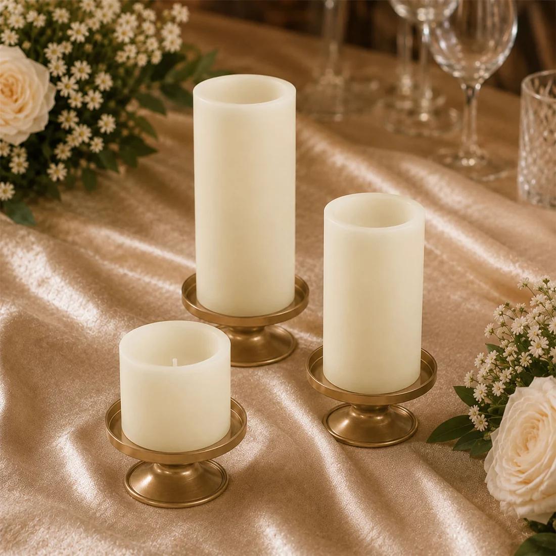 6 Flameless LED Pillar Candles Lights Set Real Wax with Flat Top