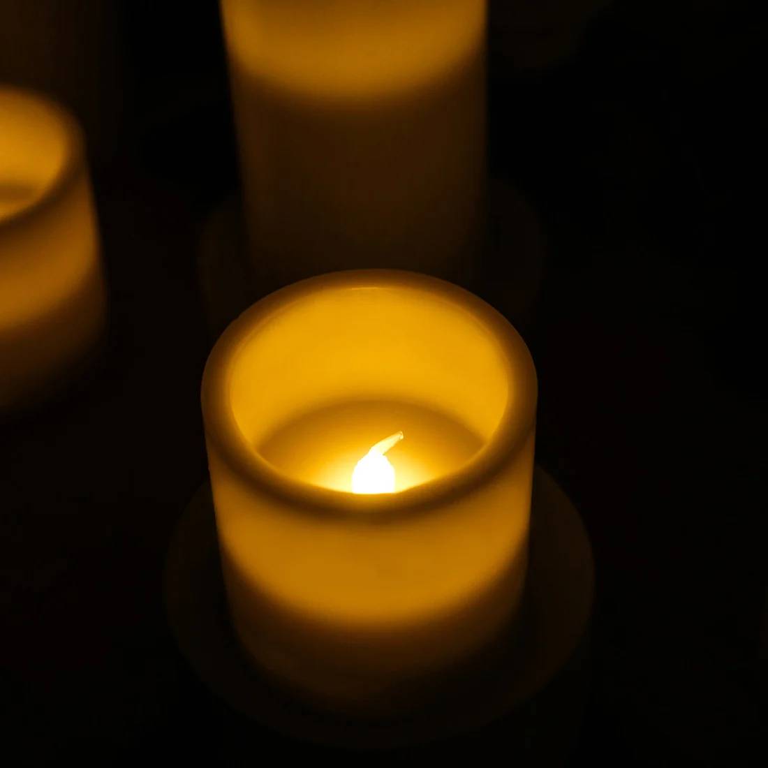 6 Flameless LED Pillar Candles Lights Set Real Wax with Flat Top