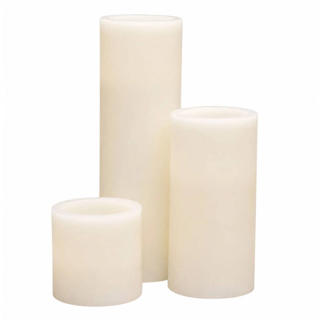 6 Flameless LED Pillar Candles Lights Set Real Wax with Flat Top