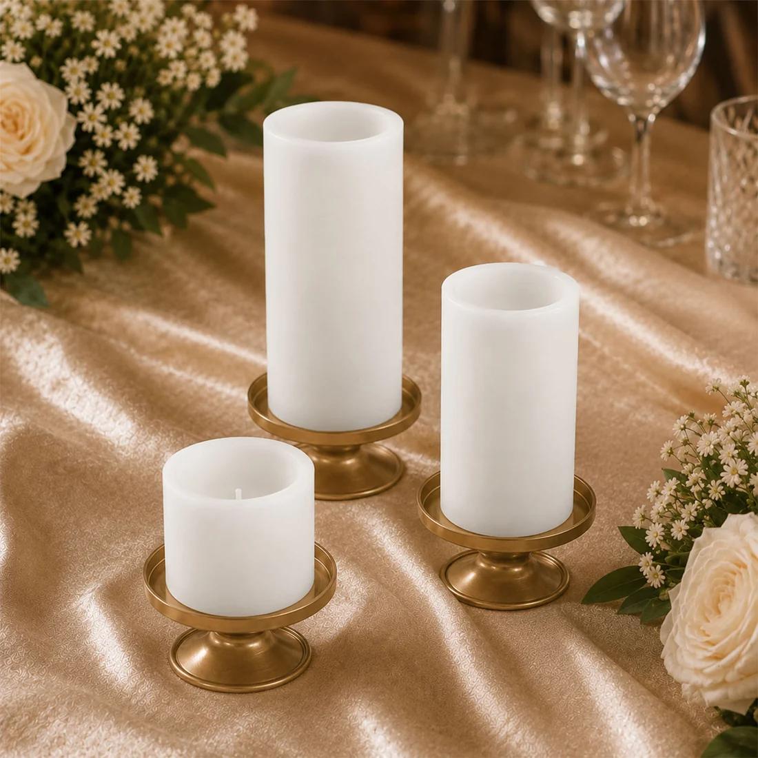6 Flameless LED Pillar Candles Lights Set Real Wax with Flat Top