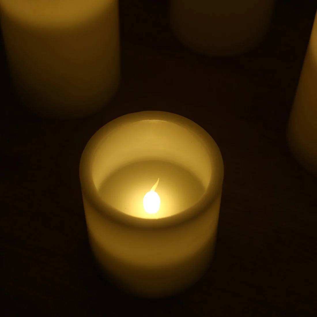 6 Flameless LED Pillar Candles Lights Set Real Wax with Flat Top