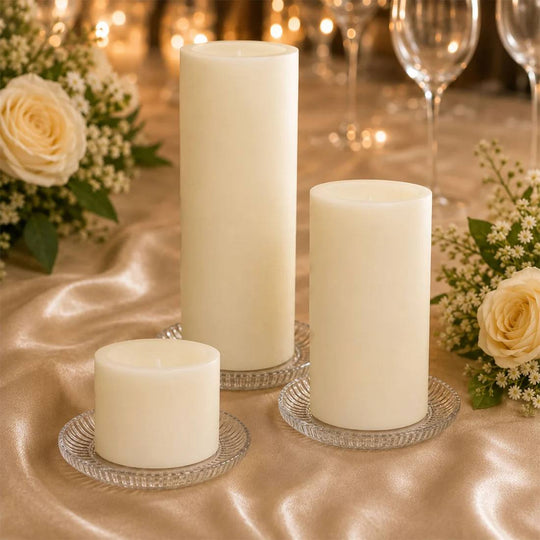 6 Flameless LED Pillar Candles Lights Set Real Wax with Flat Top