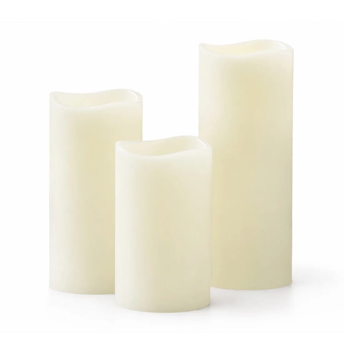6 Flameless LED Pillar Candles Lights Set Real Wax with Wavy Top