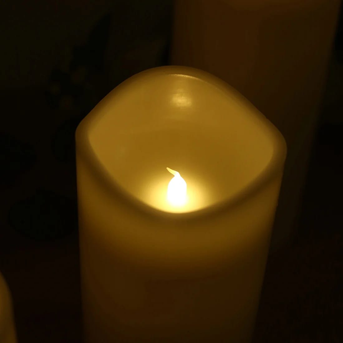 6 Flameless LED Pillar Candles Lights Set Real Wax with Wavy Top