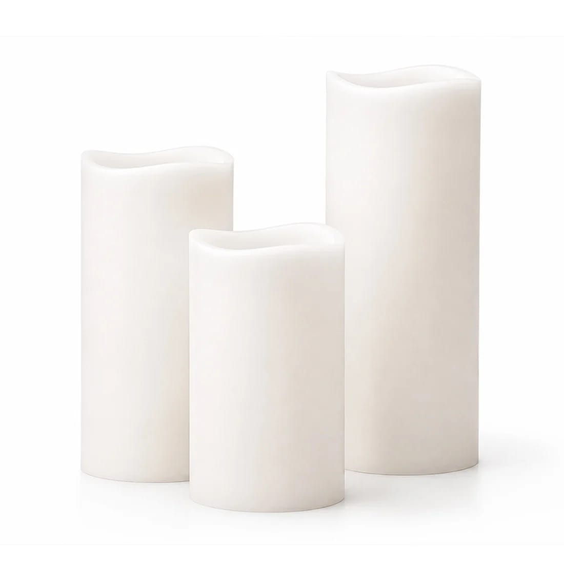 6 Flameless LED Pillar Candles Lights Set Real Wax with Wavy Top