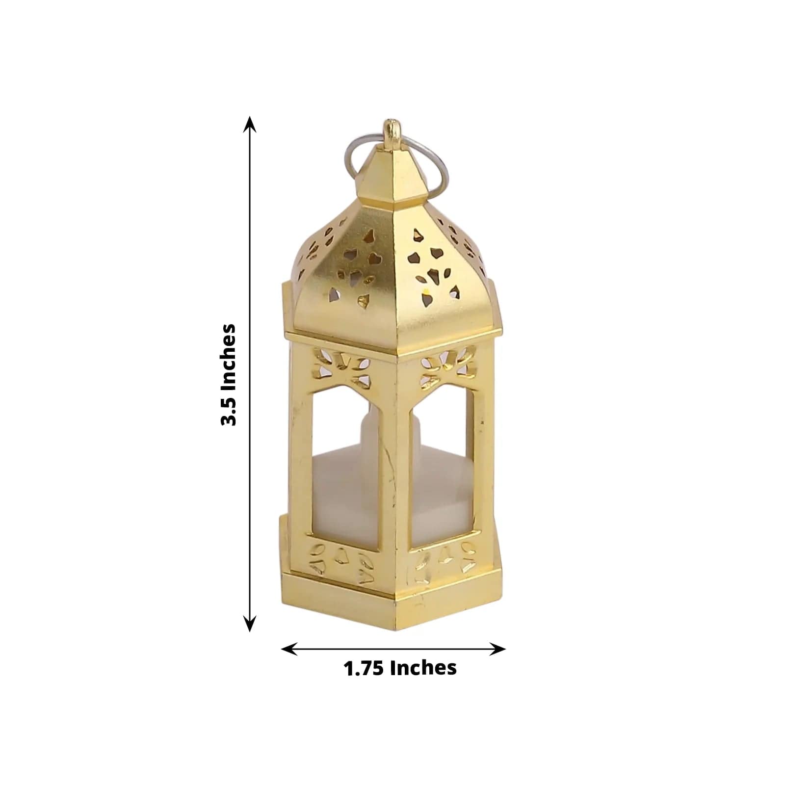 6 Gold Plastic Mini Lantern Lamps with Battery Operated LED Tealight Candles