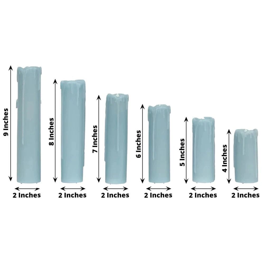 6 LED Warm White Pillar Candles Dripping Wax Design Battery Operated Lights