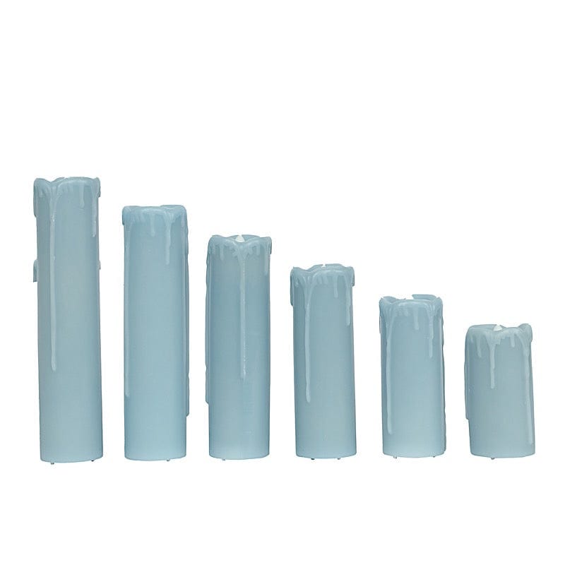 6 LED Warm White Pillar Candles Dripping Wax Design Battery Operated Lights