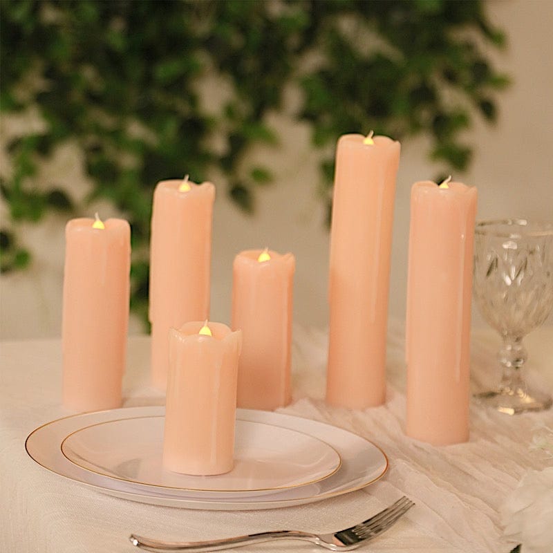 6 LED Warm White Pillar Candles Dripping Wax Design Battery Operated Lights