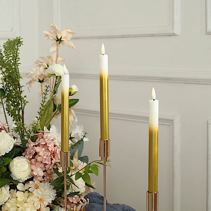 6 Ombre Gold 10 in tall Flameless LED Taper Candles Lights