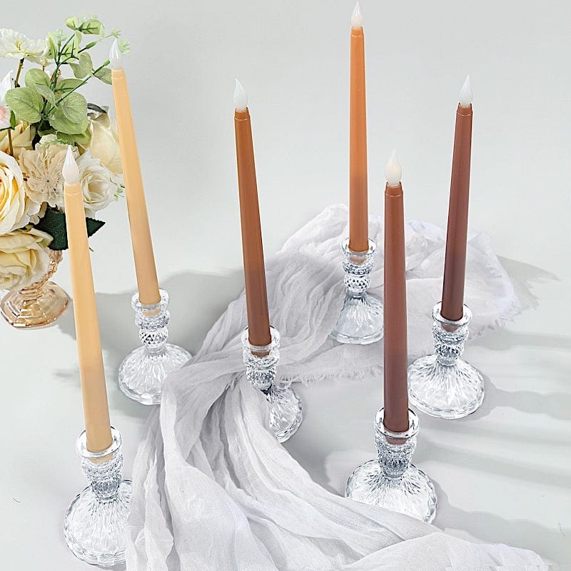 8 Mixed Flameless 11 in tall LED Taper Candles Lights