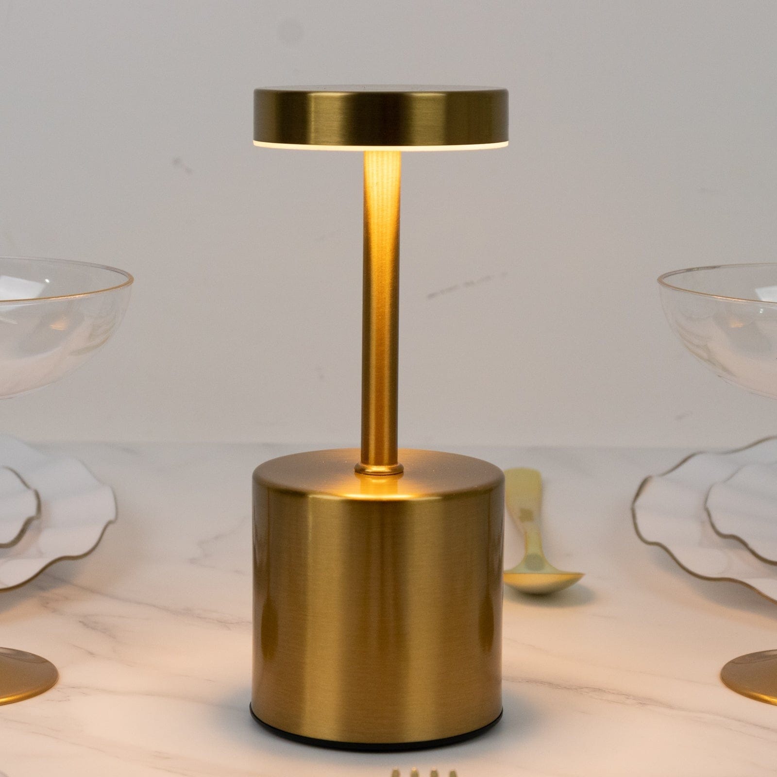 Gold Metal Rechargeable Cordless Table Lamp with Touch Control