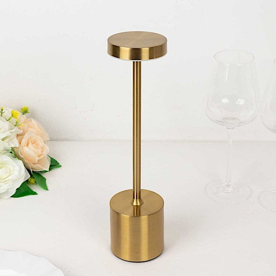 Gold Metal Rechargeable Cordless Table Lamp with Touch Control
