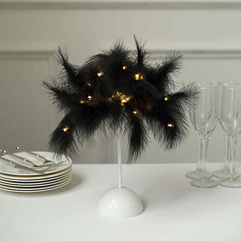 15 LED Black Ostrich Feather Table Lamp Desk Light