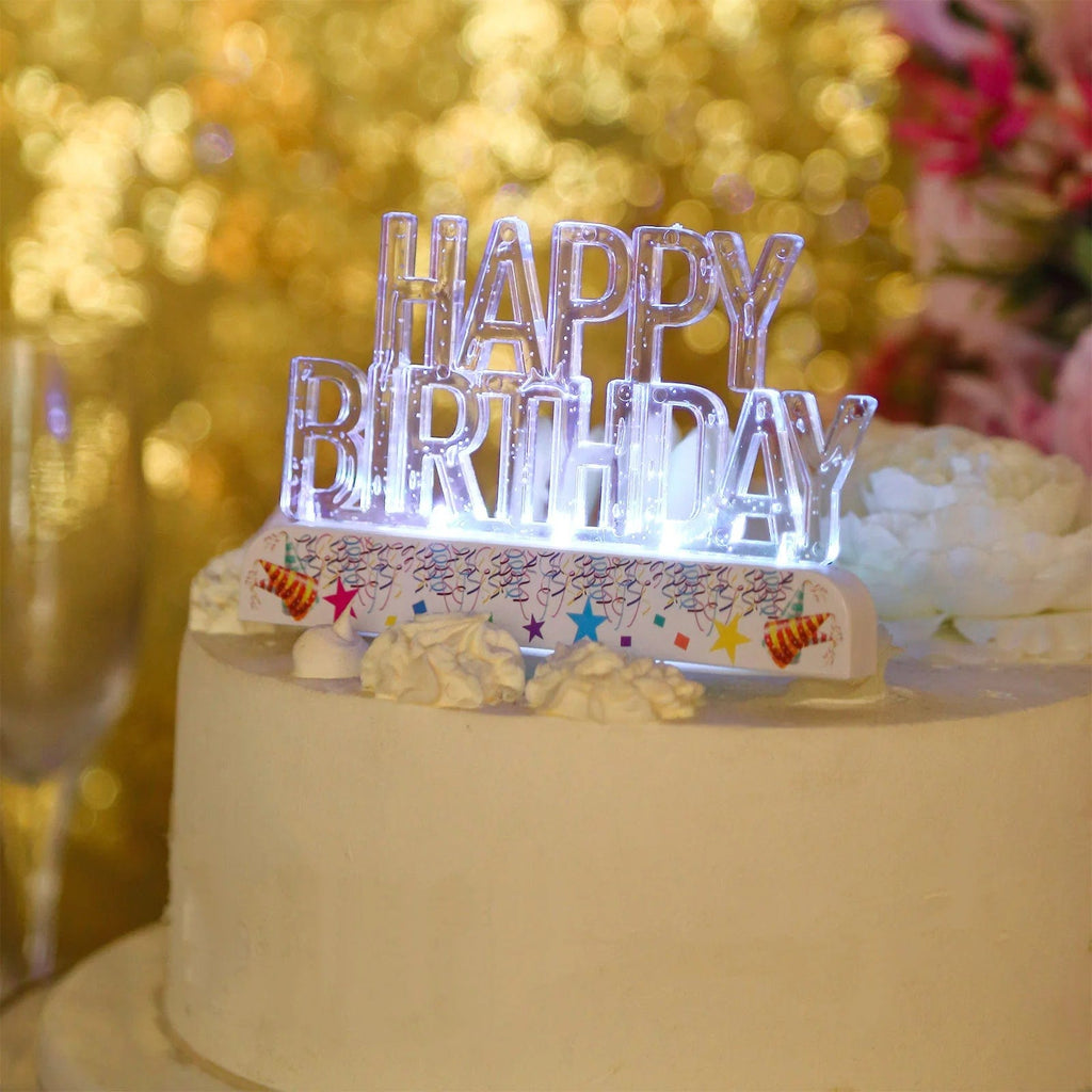 Clear 5x3 in Acrylic Happy Birthday LED Cake Topper – Balsa Circle, LLC