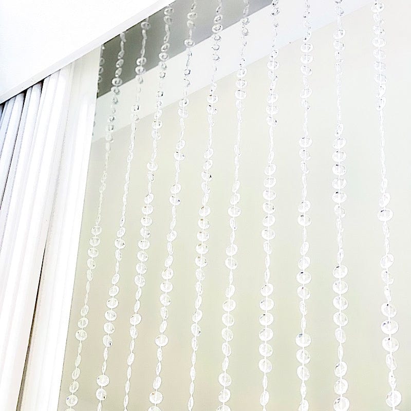 10 feet Clear Acrylic Crystal Beaded Curtain with Polyester Rod Pocket