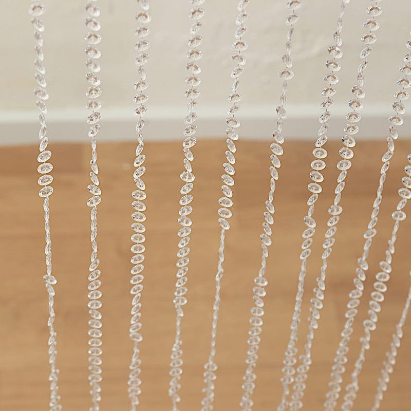 10 feet Clear Acrylic Crystal Beaded Curtain with Polyester Rod Pocket