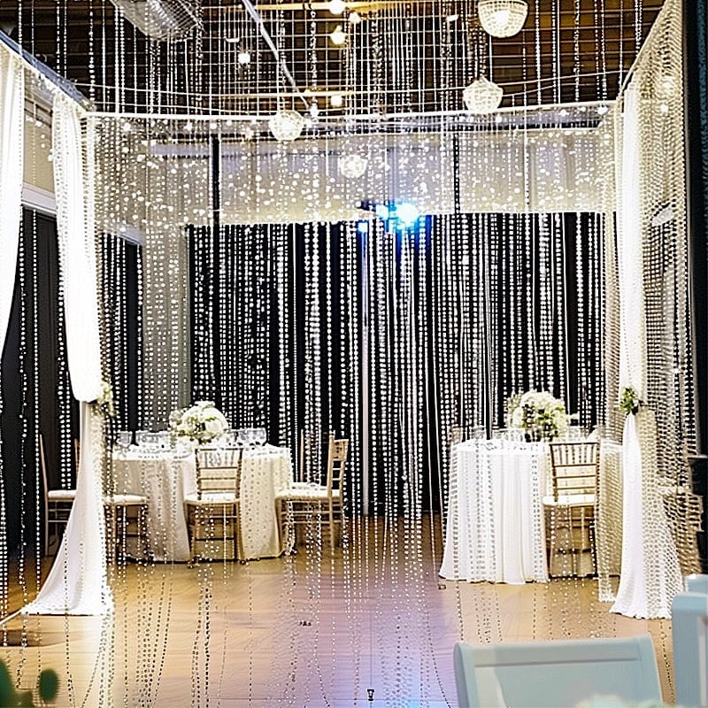 10 feet Clear Acrylic Crystal Beaded Curtain with Polyester Rod Pocket