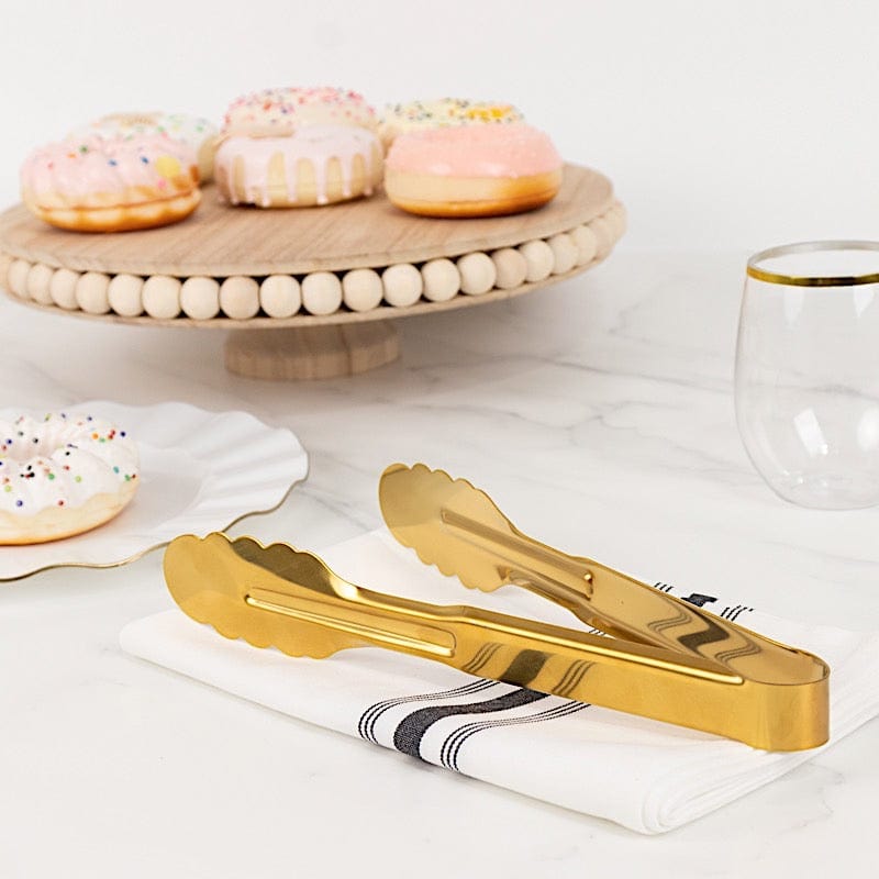 10 Metal 9.5 in Serving Tongs with Scalloped Edge