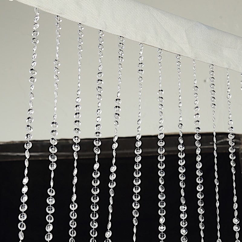 16 feet Clear Acrylic Crystal Beaded Curtain with Polyester Rod Pocket