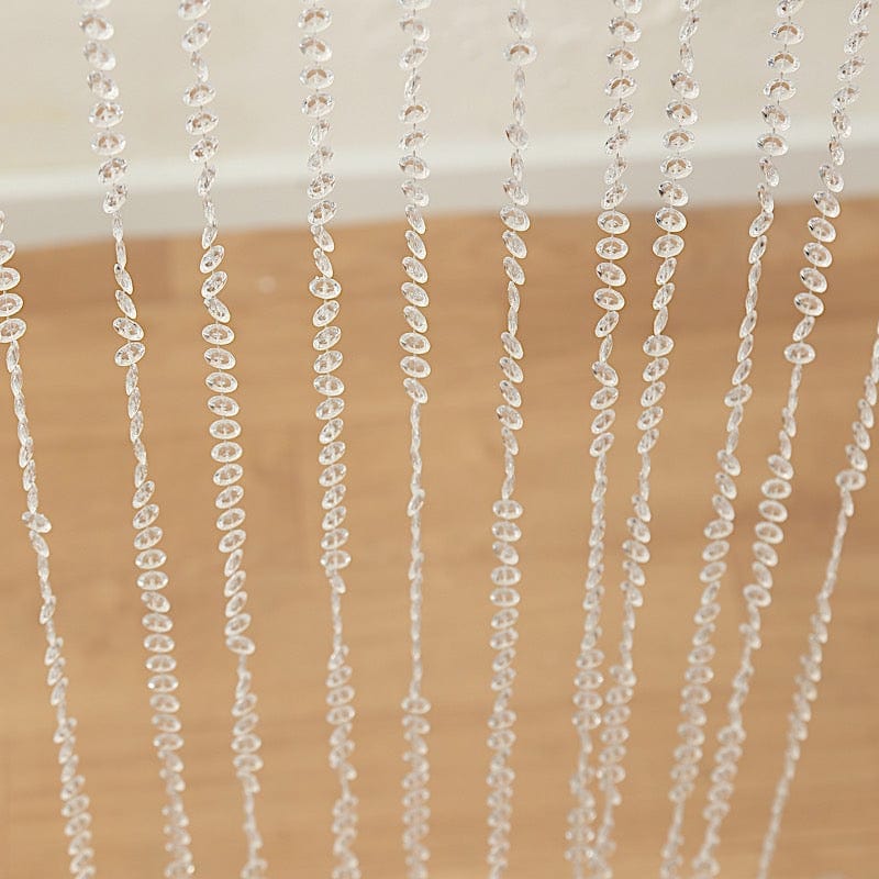 16 feet Clear Acrylic Crystal Beaded Curtain with Polyester Rod Pocket