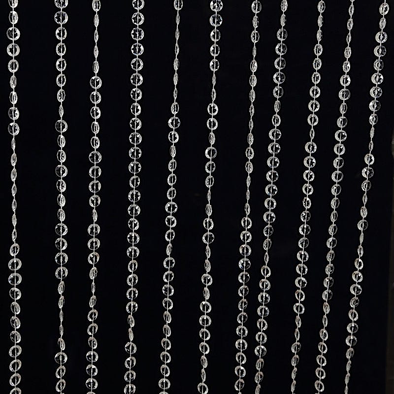 16 feet Clear Acrylic Crystal Beaded Curtain with Polyester Rod Pocket