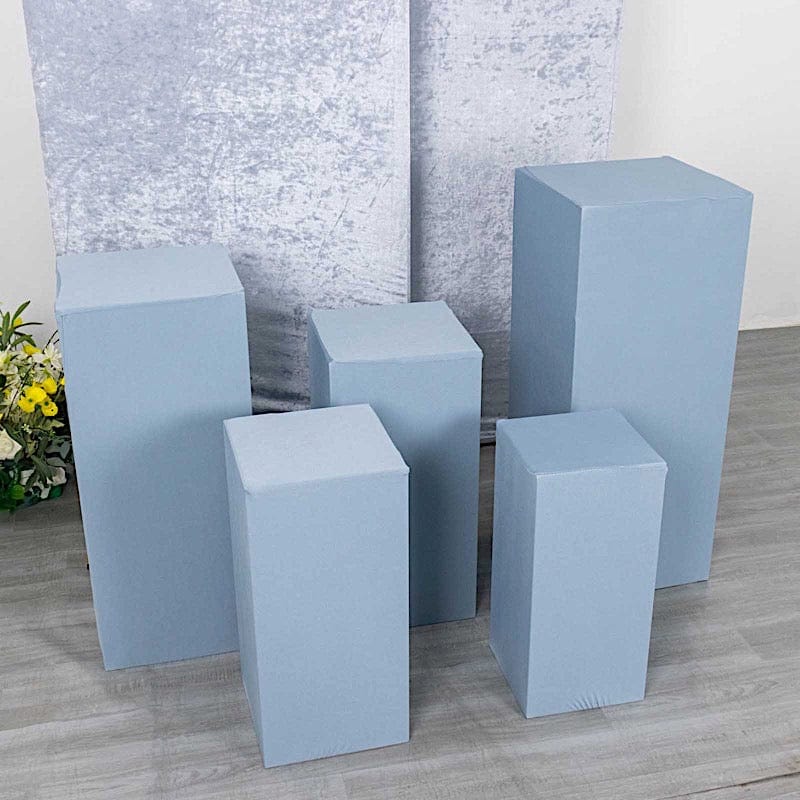 5 Rectangular Pedestal Fitted Spandex Display Stand Covers Set