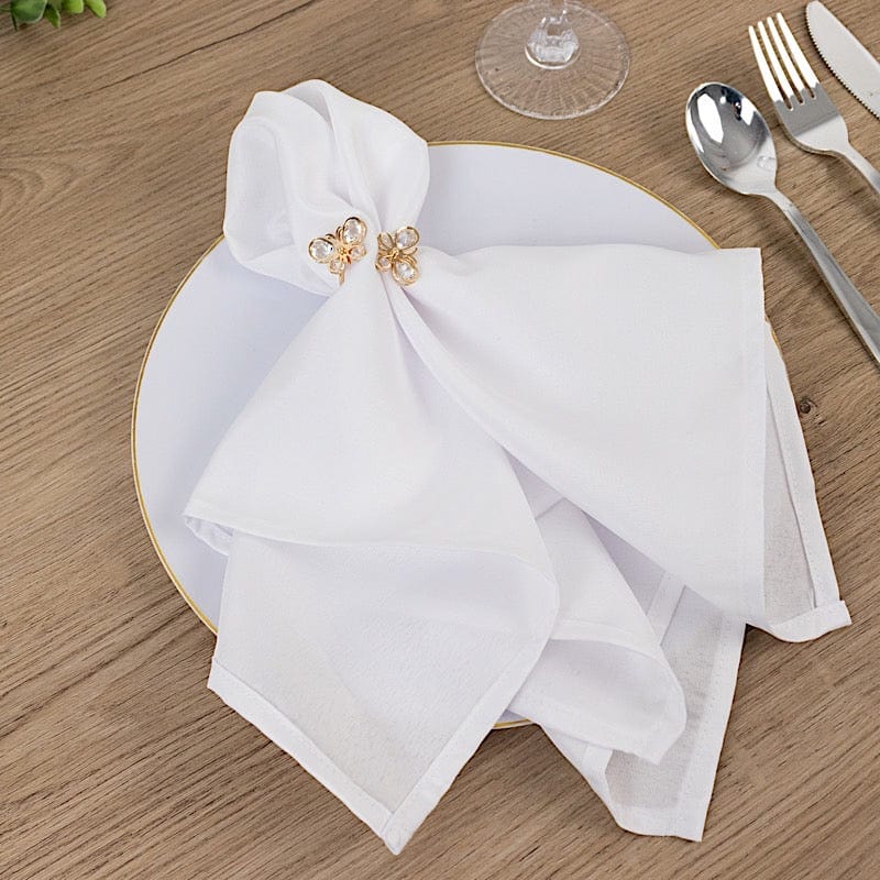 10 Gold Metal Butterfly Napkin Rings with Crystal Diamond Accents